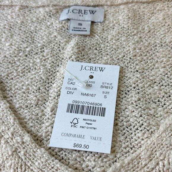 NWT J Crew Beach sweater/tank/top/shirt Sz S knit V neck current style tan/ivory - Picture 4 of 8